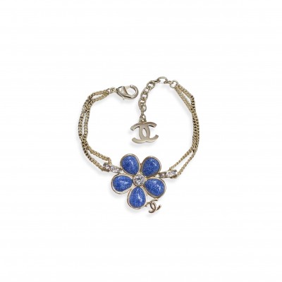 CHANEL BLUE FLOWER GOLD BRACELET CHANEL BLUE FLOWER GOLD BRACELET